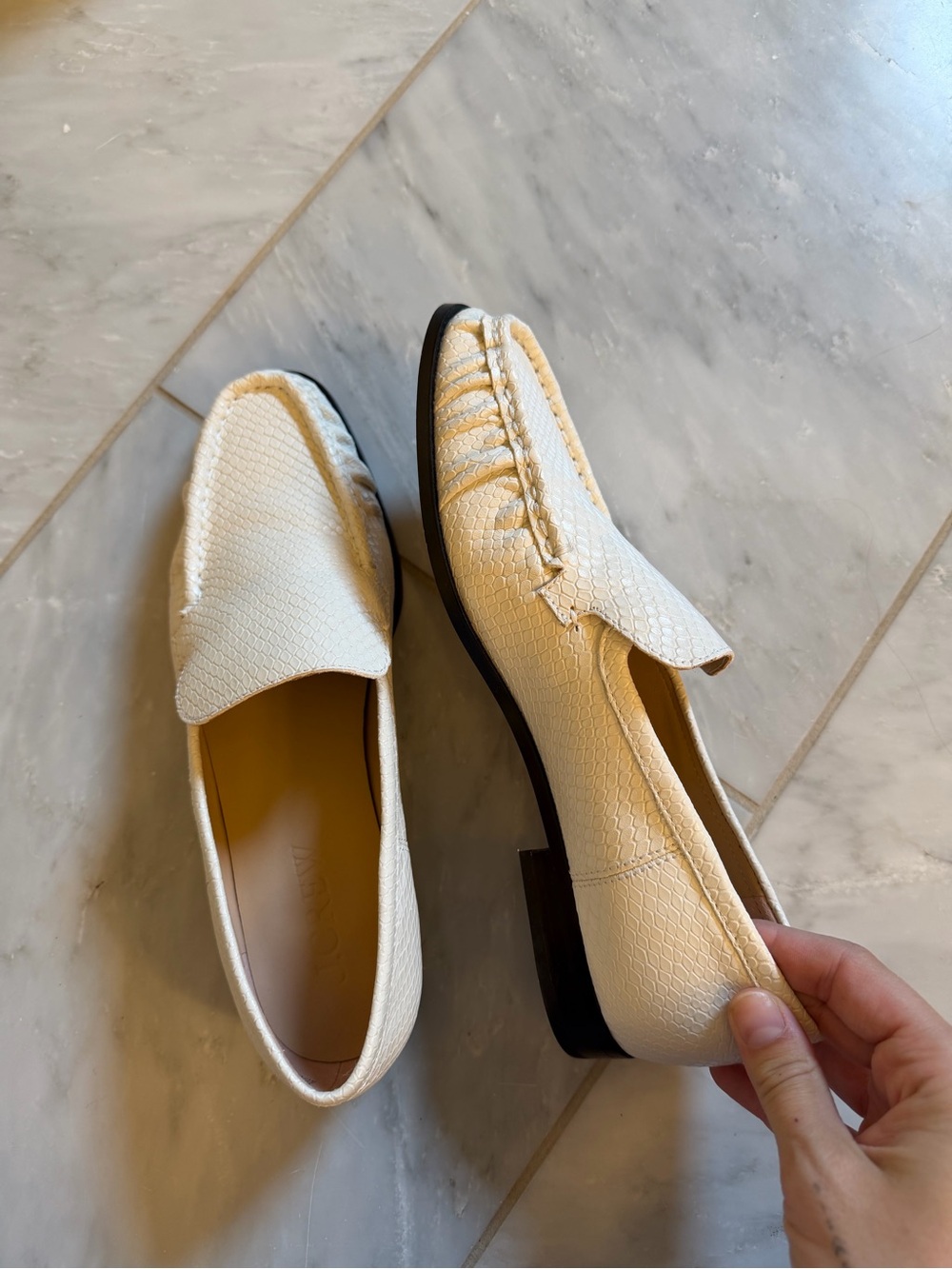 J. Crew Cream Textured Leather Loafers